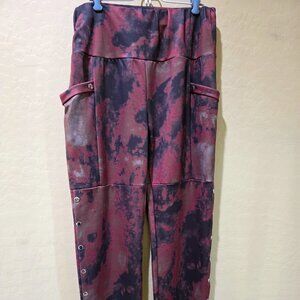 Misslook Camo Rust Brown Poly Print Silver Snap Accent Leg Women's Pant 4XL